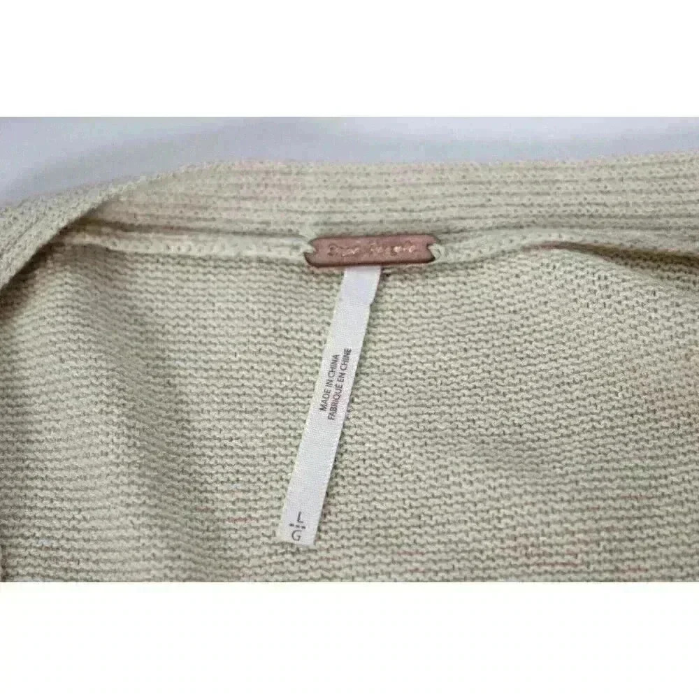 NWT Free People Women's Large Crisscross V-Neck Long Sleeve Tunic Sweater Cream - Picture 16 of 16